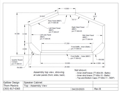 Galibier Design - Horn Project Cross Sectional View (Bass Cabinet - Top)