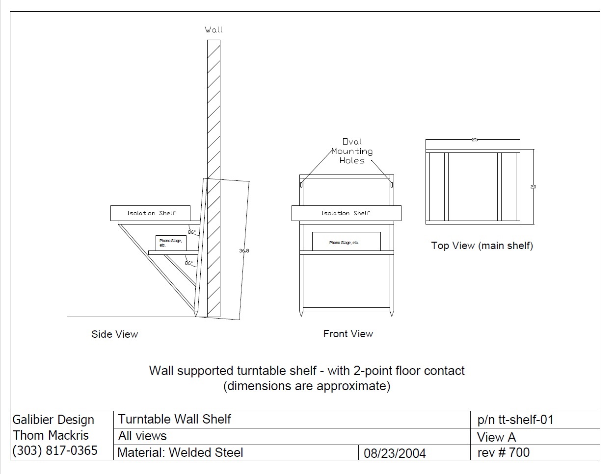Turntable Wall Shelf Galibier Design - Floor Supported Turntable Wall Shelf